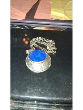 Rare Handmade Silver Plated Pendant With Lapis Lazuli Stone From Afghanistan.